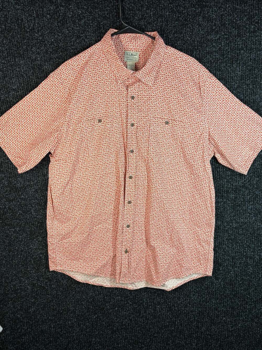 L.L. Bean Traditional Fit Short Sleeve Button-Down Shirt Men's Large Tall